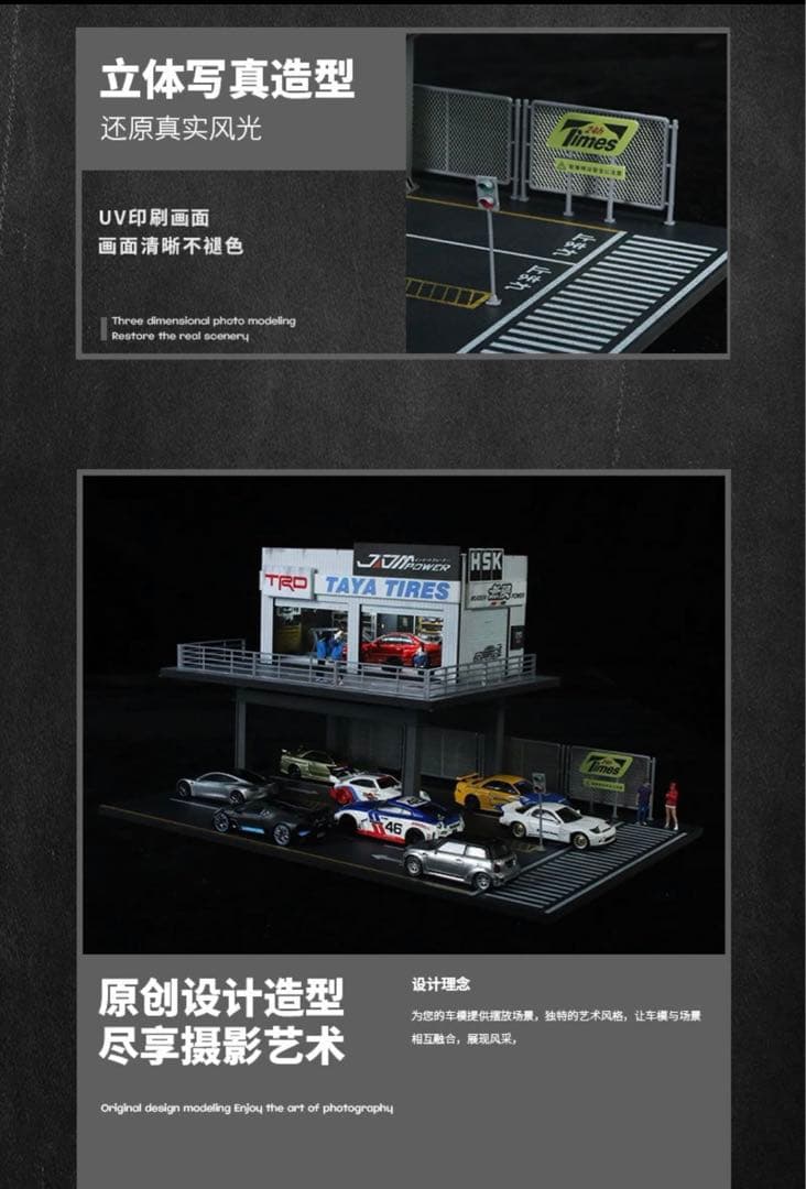 《最新入荷》 1/64 鉄骨フレーム　自動車修理店　ジオラマ 駐車場 付き