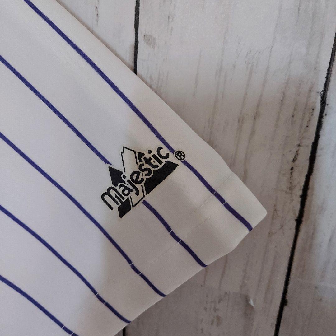 【MLB】マジェスティック ロッキーズ 刺繍 ユニフォーム XL 白