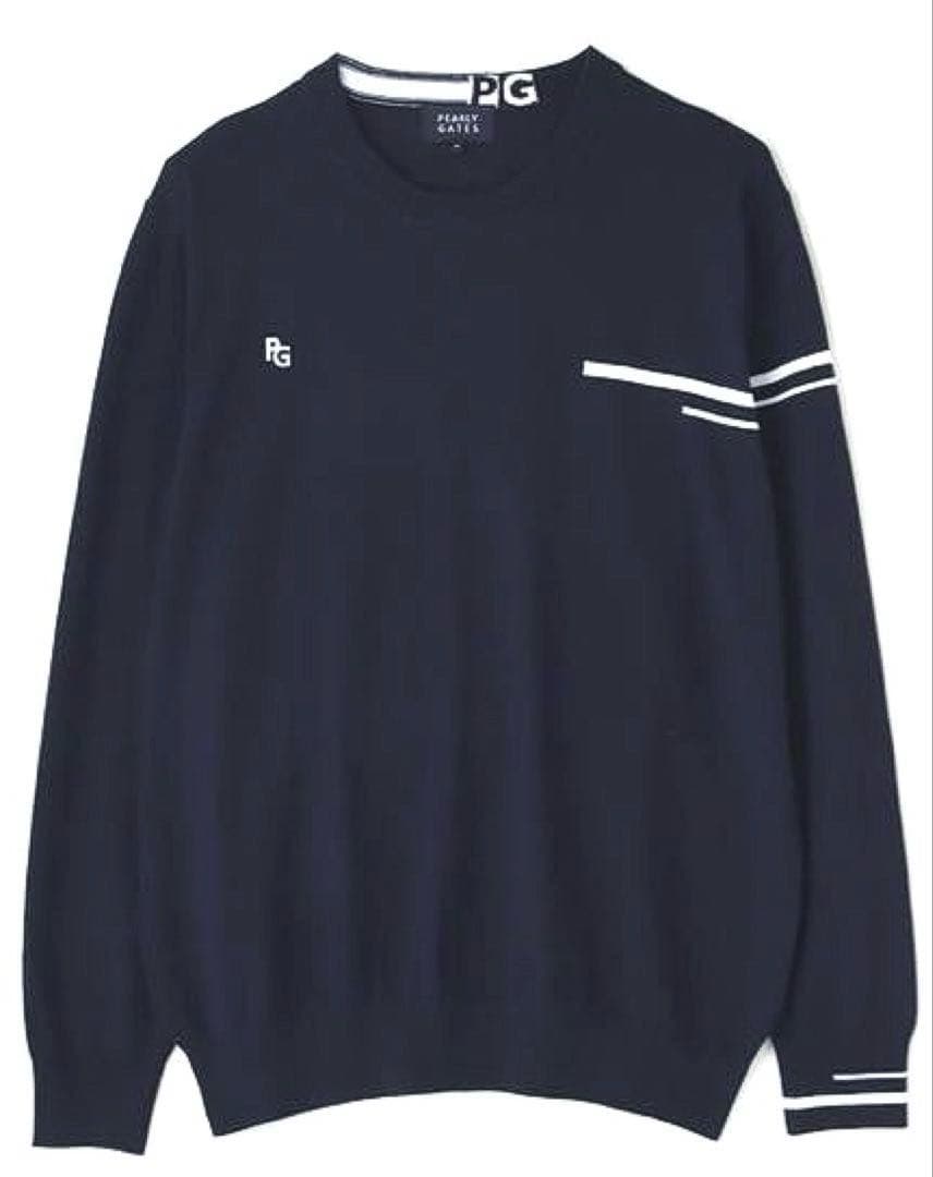 パーリーゲイツ 天竺インターシャクルーネックプルオーバー（D.NAVY／4）