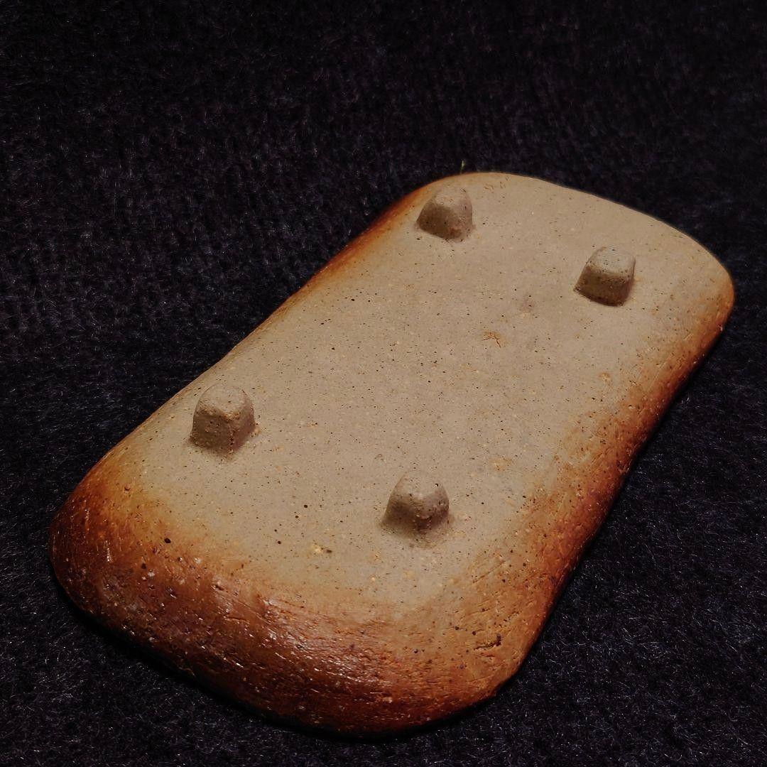 ●【2508】100.足つき長皿…備前焼