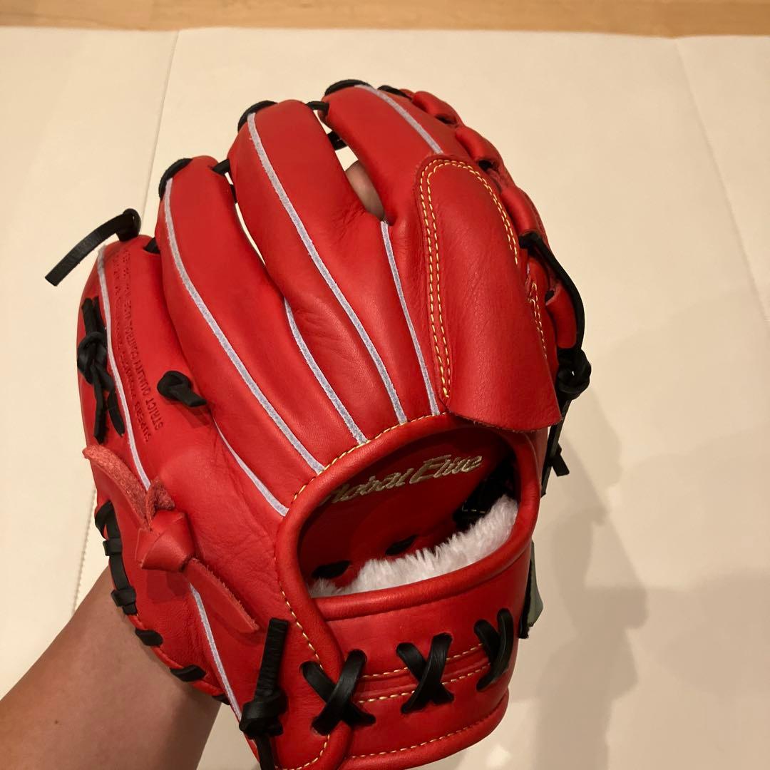 【超美品】 軟式投手用グローブ レッド（ミズノ　グローバルエリート）　袋付き！！