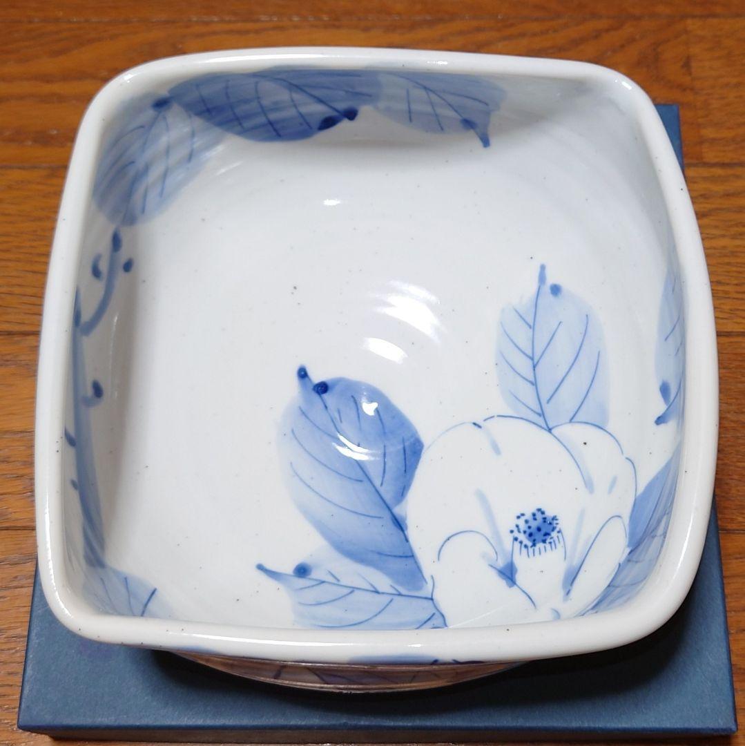 【新品未使用】九谷焼 眉石 安東早苗 香祥 紅椿 鉢 染付け 3個
