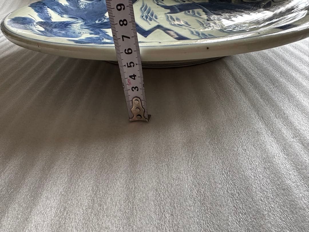 古伊万里焼 染付魚鳥図 大皿 染付 直径約46cm 古美術