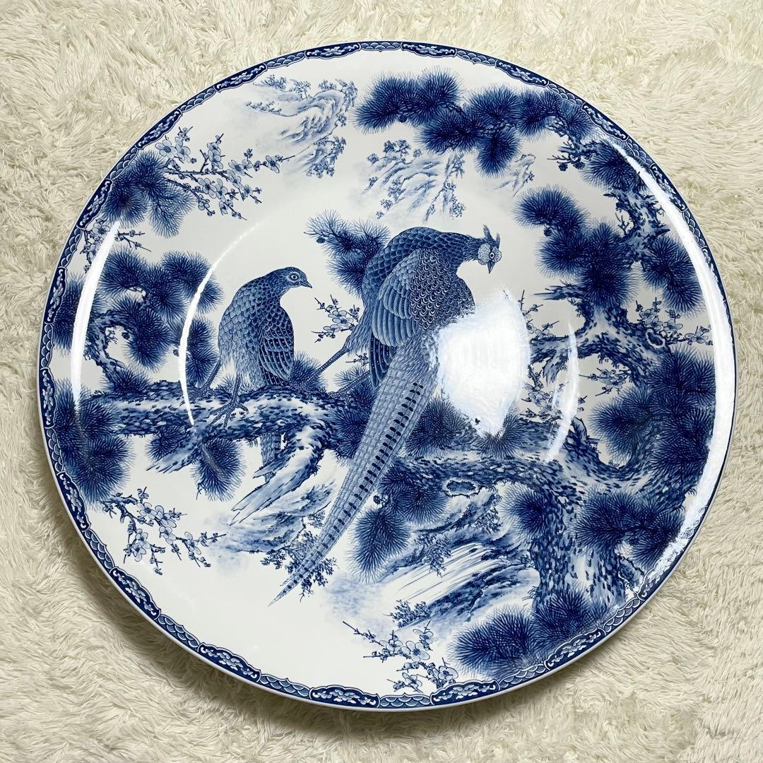【BJ21】神右衛門 有田焼 三尺 大皿 飾皿 伝統工芸品 台座付き