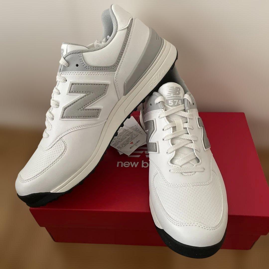 New Balance 574 ホワイトゴルフシューズ　スパイクレス　#2064