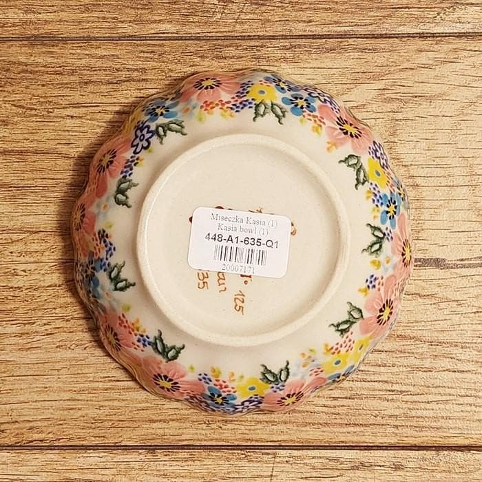 ポリッシュポタリーポーランド食器◆フリルボウルφ12cm_ほっこりくまさん