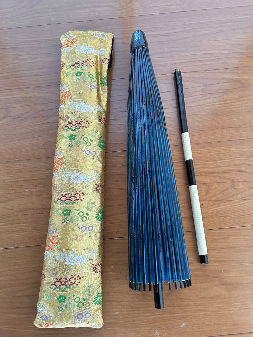 さらに最終値下げ。2本継ぎ　和傘 継柄 踊り傘　希少　青