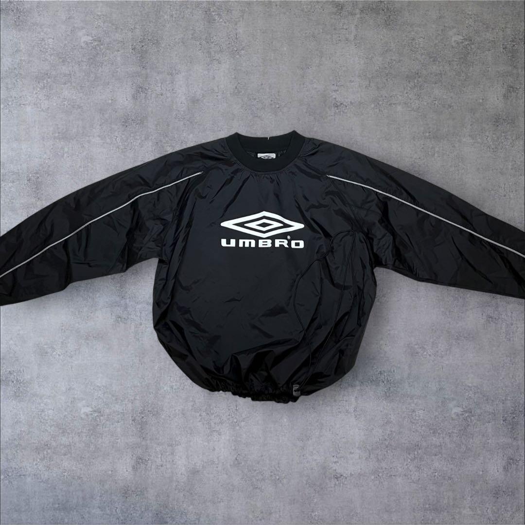 00s umbro 短丈　ドローコード　ナイロンピステ　白ステッチ　黒　L