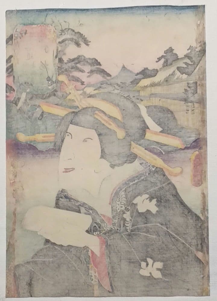浮世絵版画、東海道御油赤坂間（役者東海道)三代歌川豊国画嘉永5年出版