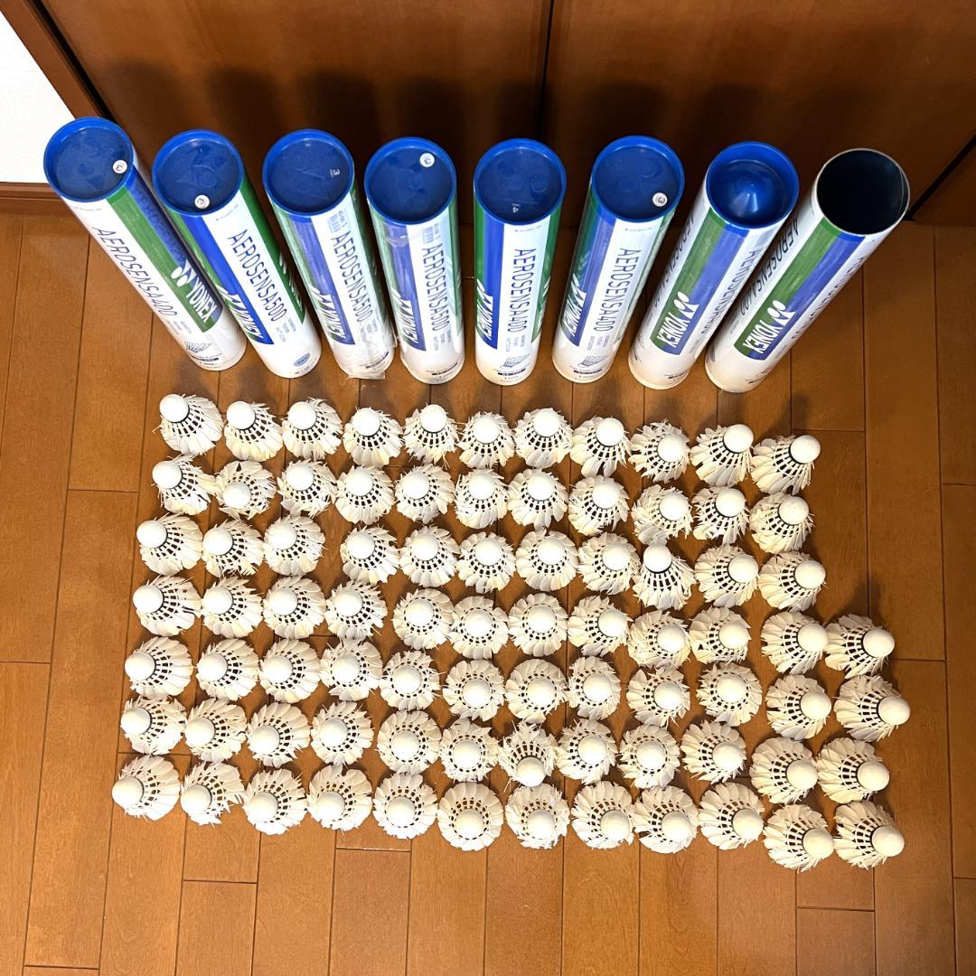 バドミントン シャトル 107個：YONEXシリーズ74個、GOSEN他33個