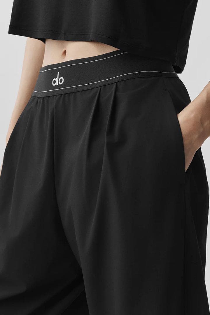 alo ブラック ワイドパンツ 30インチ
