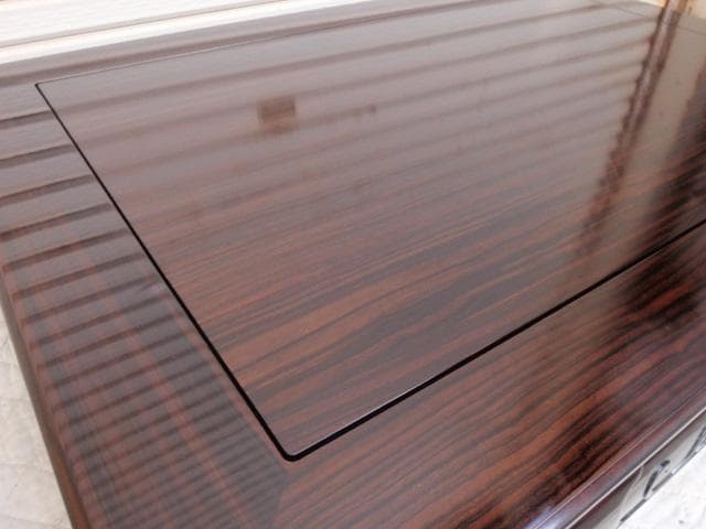 半額以下！新品本物♪黒檀 無垢 4尺(120巾)菊彫り 座敷机 唐木座卓ちゃぶ台