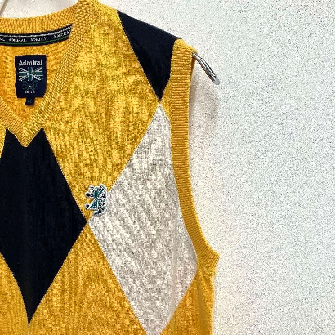 美品 admiral golf アーガイル ニットベスト イエロー アドミラル