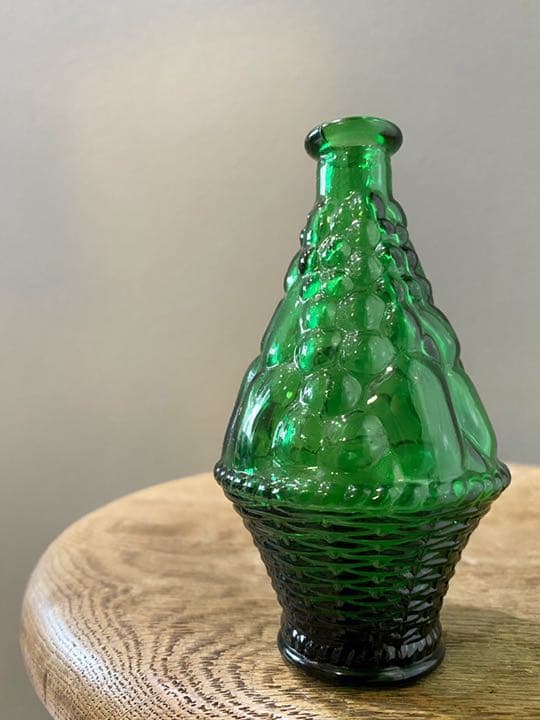 ビンテージ 花瓶 グリーン モヤモヤ デザイン ガラス フラワーベース 美品
