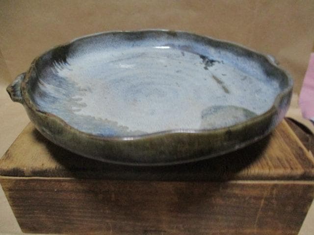 古唐津朝唐双耳古皿　古箱付き　I31-2