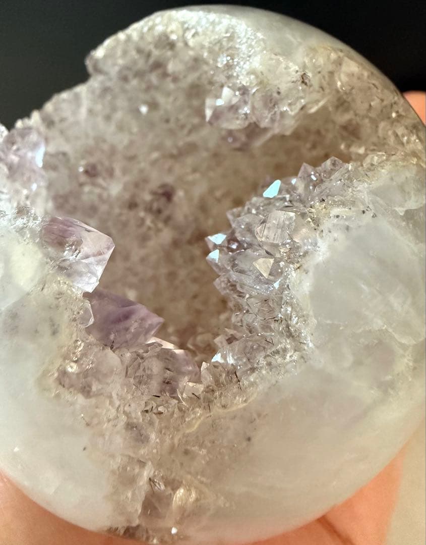 ルチル内包 アメジスト 笑口 スフィア 丸玉 約8cm 大玉 紫水晶 天然石