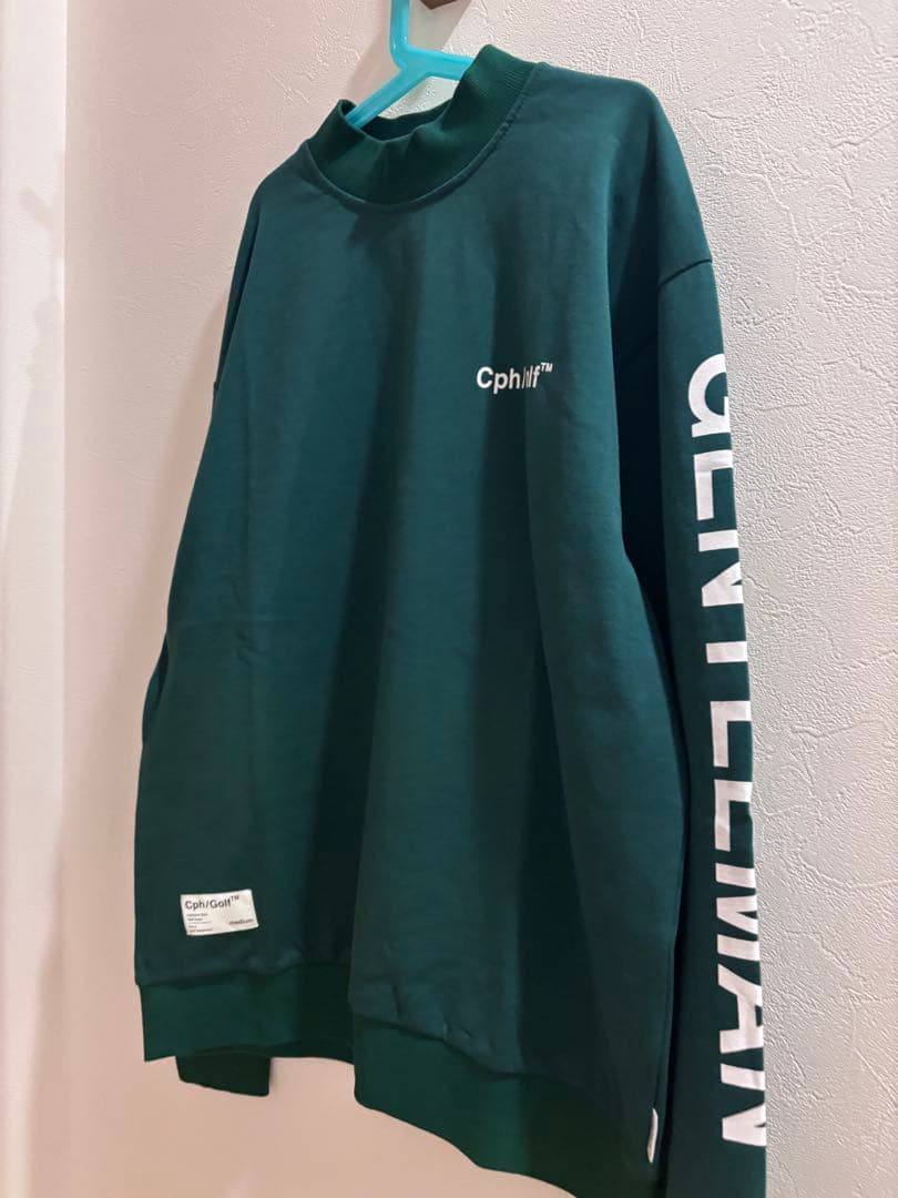 ロゴモックネックシャツ　グリーン　M