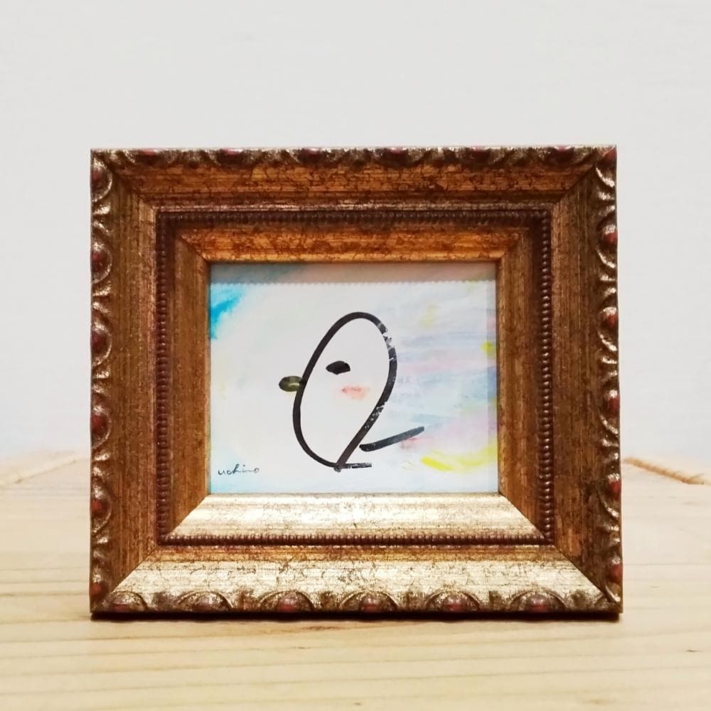 内野隆文　ワープ　ドローイング　絵画　鳥　イラスト　現代アート　額縁　真作