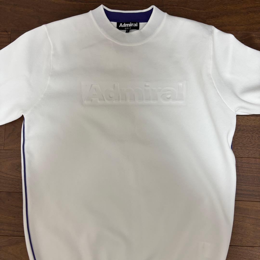Admiral GOLF メンズ エンボスロゴクルーネックセ ーター　ホワイト