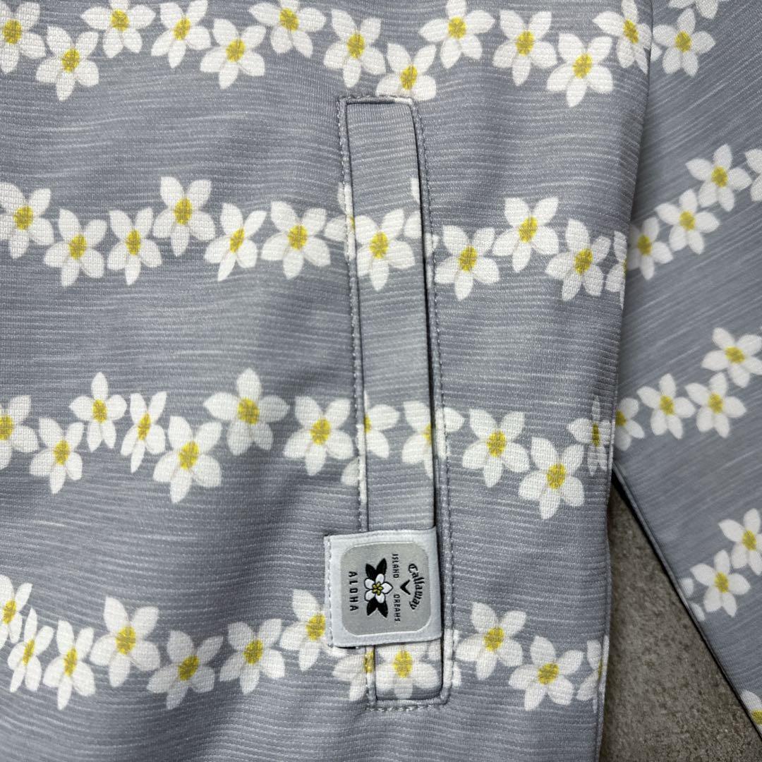 Callaway キャロウェイ 花柄 フルジップ ジャケット S グレー系