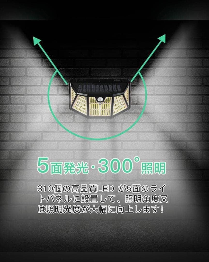 LEDライト 5面発光屋外 センサーライト