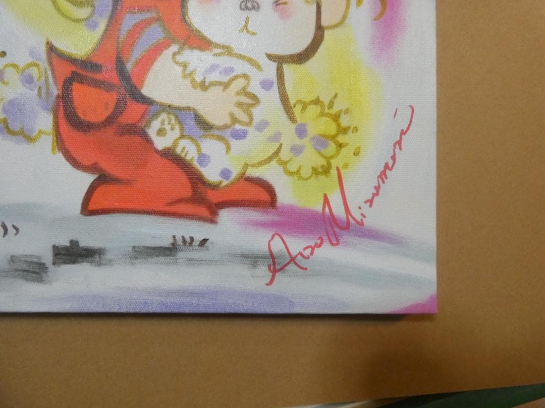 人物画　油絵　水森亜土　女の子　F6号　額付き　手描き　肉筆
