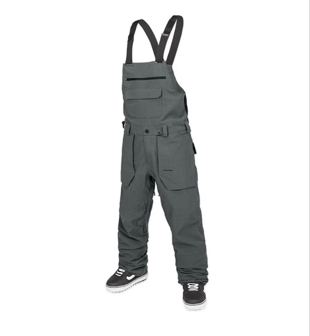 【美品】 VOLCOM MENS ROAN ビブパンツCHARCOAL Lサイズ