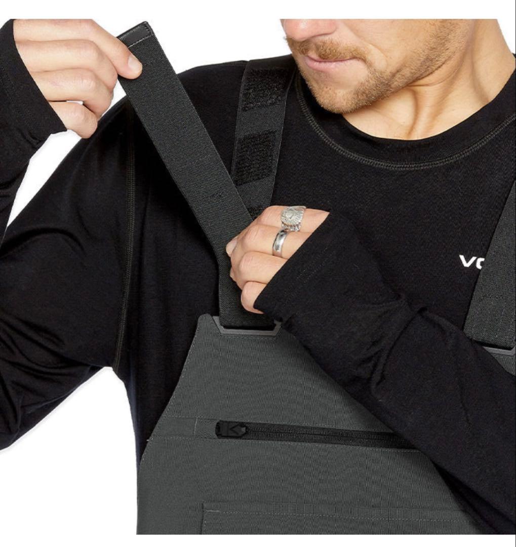 【美品】 VOLCOM MENS ROAN ビブパンツCHARCOAL Lサイズ