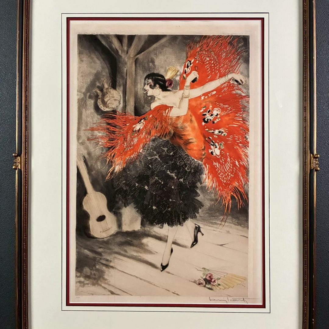 ルイ・イカール「スペインの踊り」銅版画 直筆サイン入 1929年 お洒落な額装