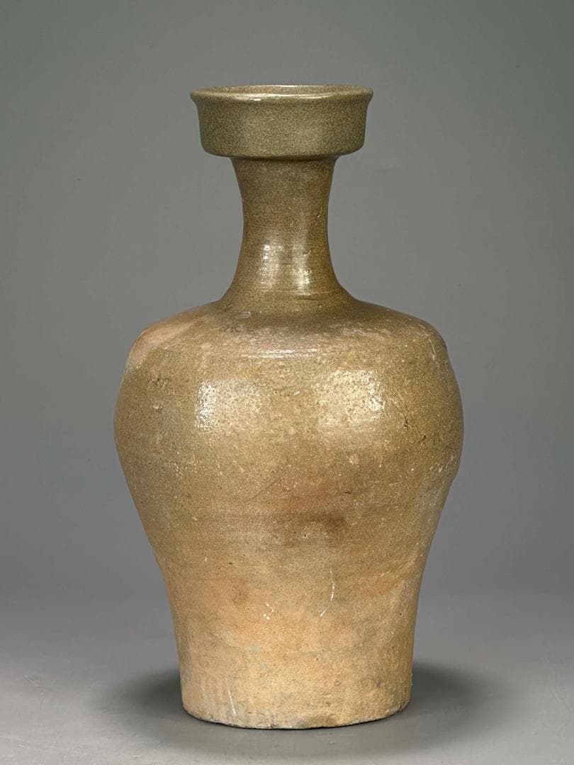 M22US11 韓国美術　高麗青磁　盤口瓶　花瓶　時代物　花入　李朝　朝鮮王朝