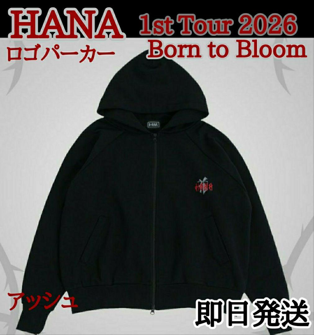 HANA ロゴパーカー　 ブラック 黒 フーディー Mサイズ