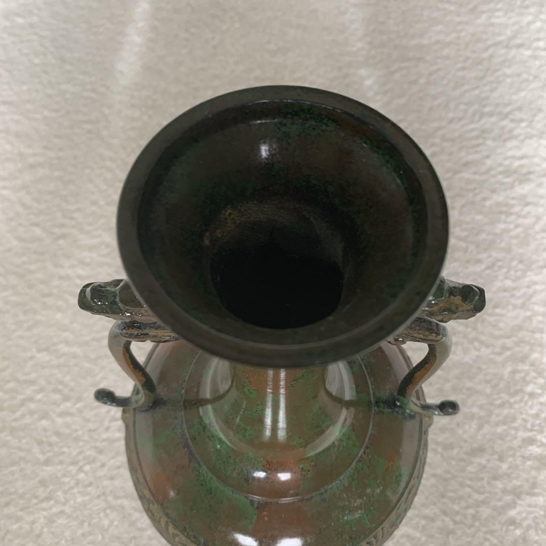 高岡銅器 銅製花瓶 竜耳瑞鳥