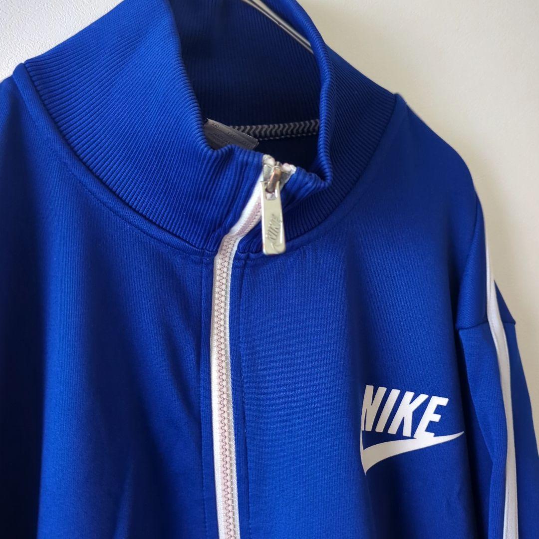 NIKE古着ジャケットプリントロゴ フルジップ ブルージャージ XXL サイズ
