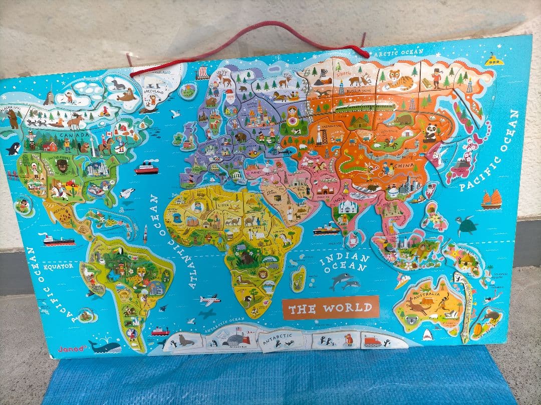 送料無料 Janod 世界地図 パズル マグネット ジャノー