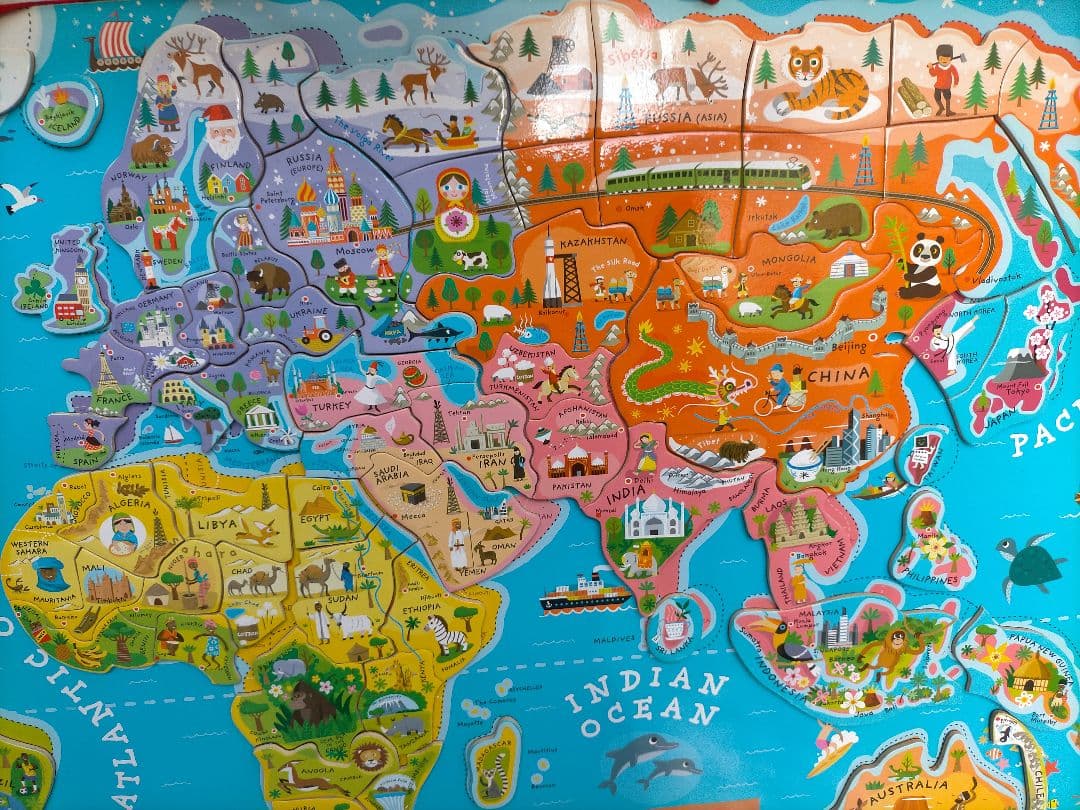送料無料 Janod 世界地図 パズル マグネット ジャノー
