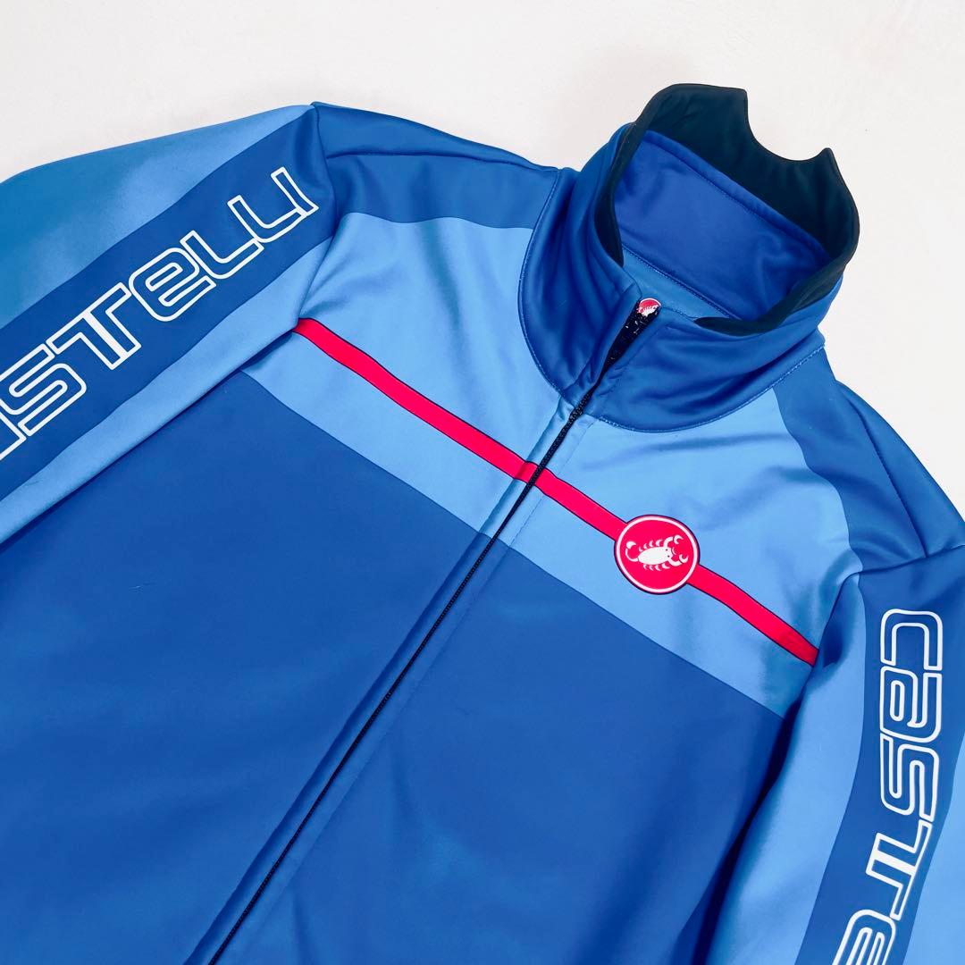 美品 カステリ ストレッチ サイクルジャージ ジャケット L ブルー