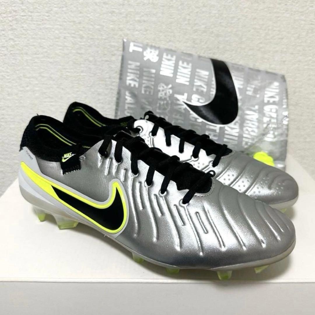 ナイキ 27.5 レジェンド 10 エリート スパイク サッカー FG 靴 銀