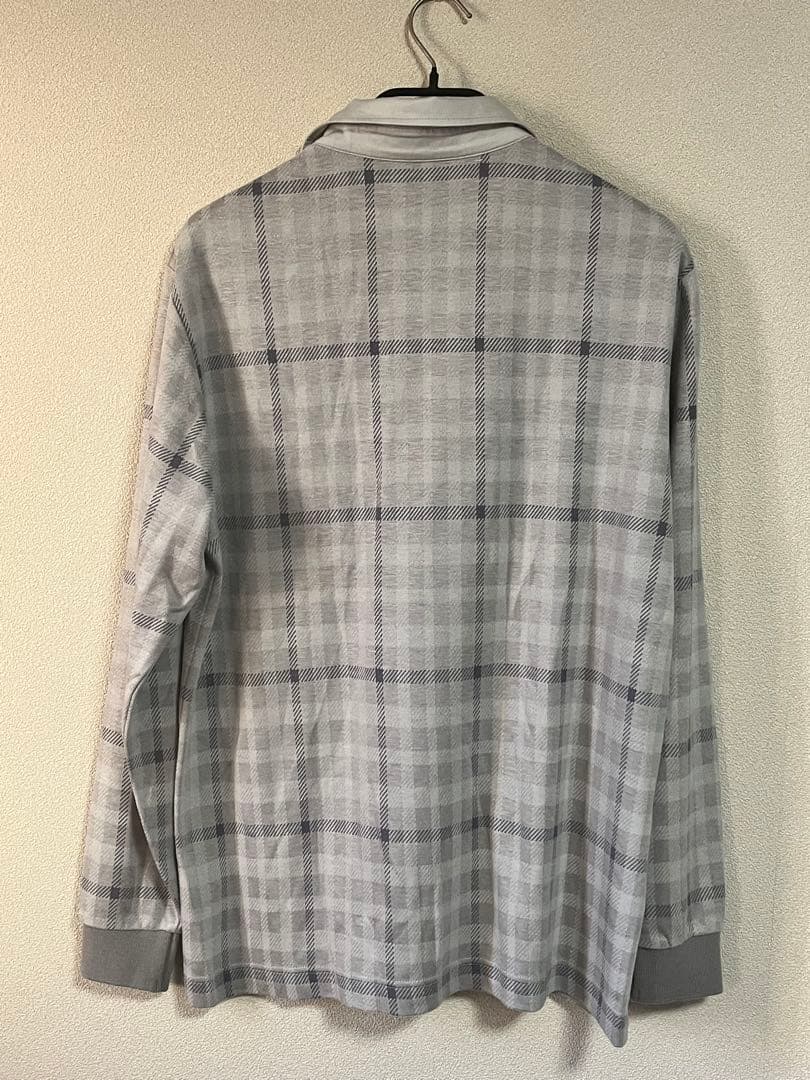 DAKS(ダックス) ☆メンズ長袖ポロシャツ　グレーチェック柄　Lサイズ