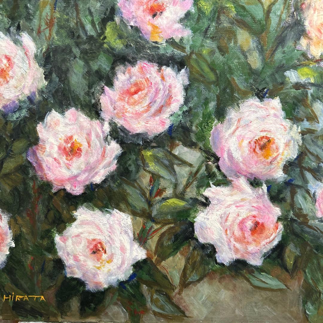 薔薇　油彩画　サイズF10 ピンク薔薇