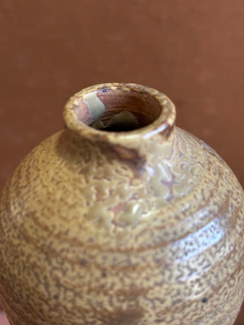 河井寛次郎作黄釉瓢形種壺