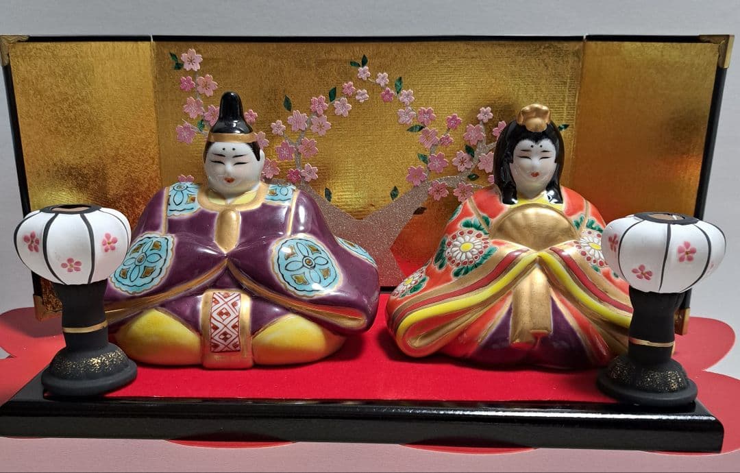 特価3月3日まで k-①九谷焼 ひな人形 5号 親王飾り 雄山作