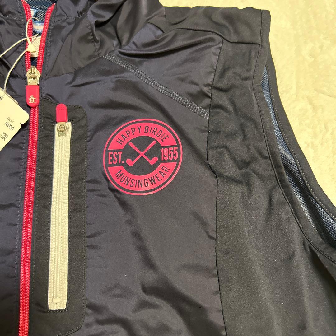 新品 Munsingwear リバーシブル 撥水ベスト LL ネイビー×ピンク