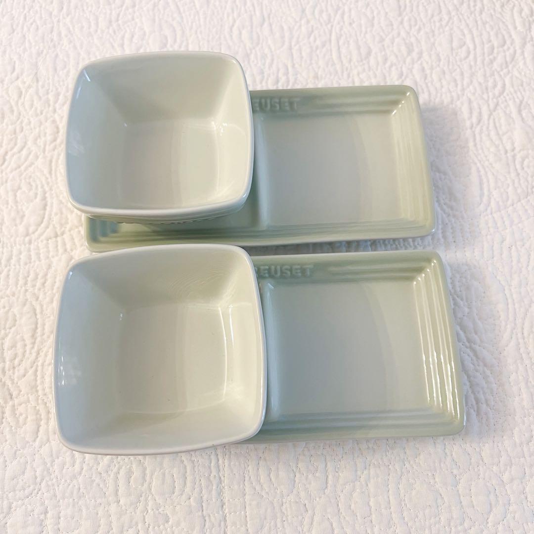㉖LE CREUSET ヤクミプレート 小鉢付き ワサビ 2セット ルクルーゼ