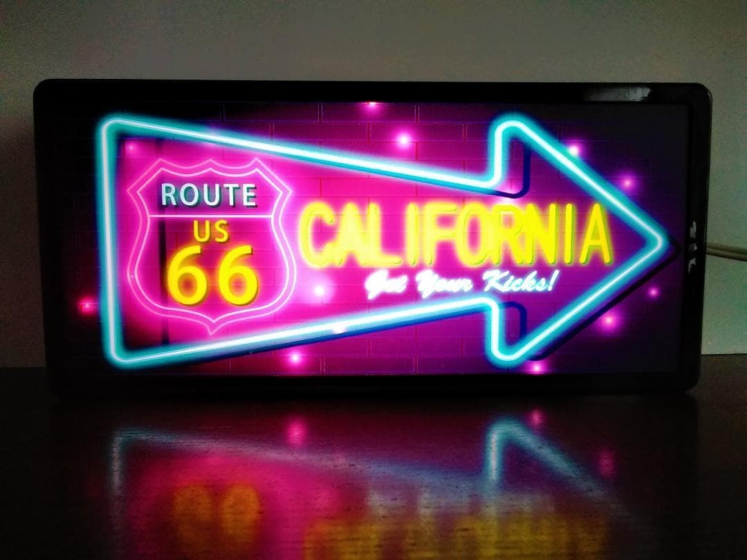 ルート66 カリフォルニア カフェ バー 置物 雑貨 LED2wayライトBOX