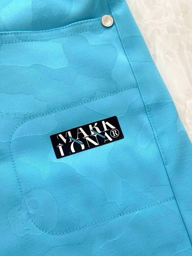 美品 MARK&LONA スカル迷彩柄　ショートパンツ　40 水色×シルバー