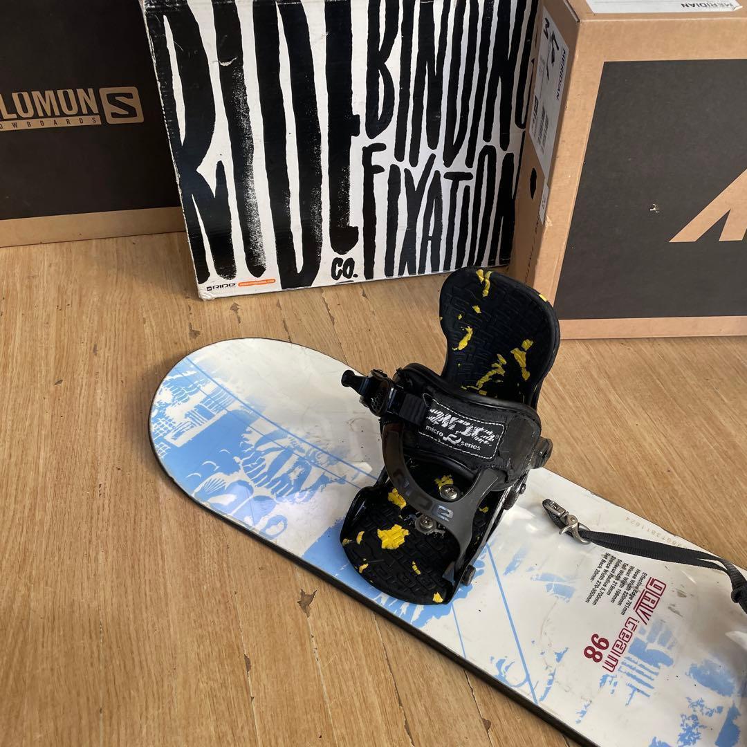IGNIO×RIDE　キッズスノーボードセット98cm　ライドバイン付3点セット