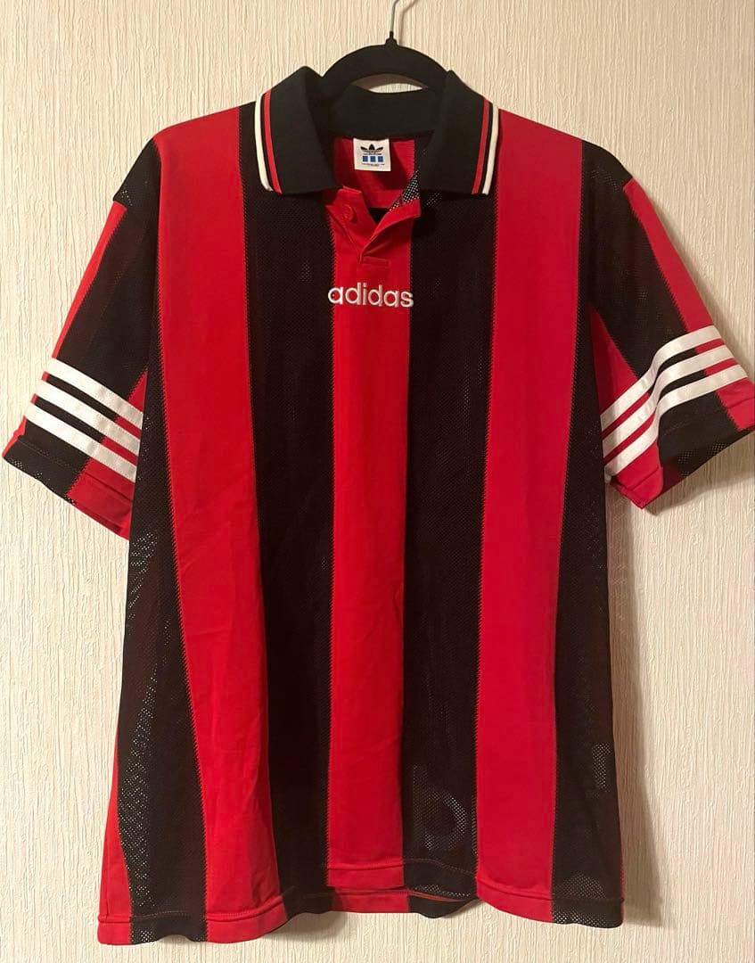 ビンテージ 90s adidas メンズL ユニフォーム　ストライプ　メッシュ