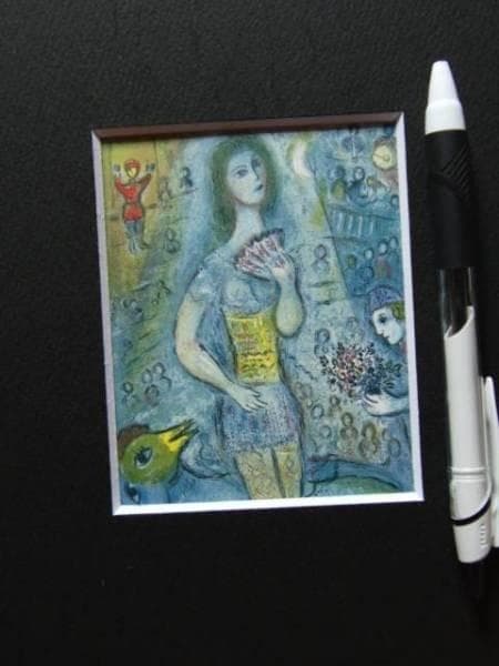 シャガール、扇を持つ女曲馬師、希少画集画、新品額装付