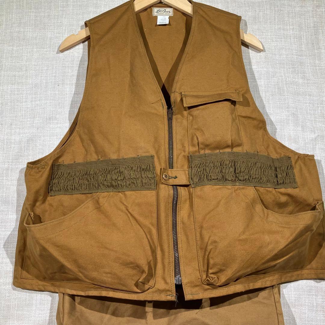 USA製　llbean 筆記体タグ　ハンティングベスト　ダック生地　L