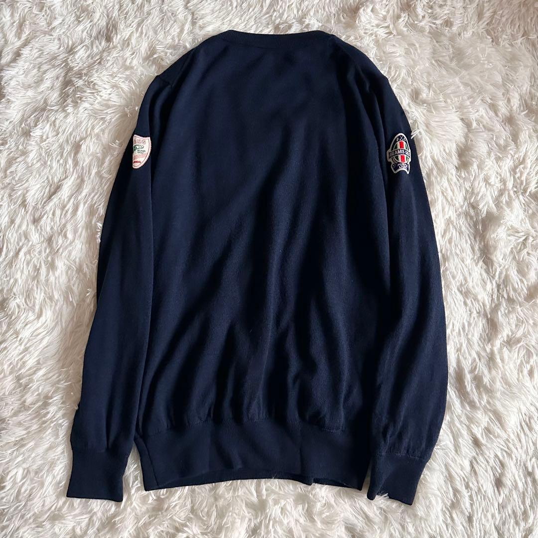 BEAMS GOLF 防風ニットブルゾン M ウール100% 暖かい ネイビー